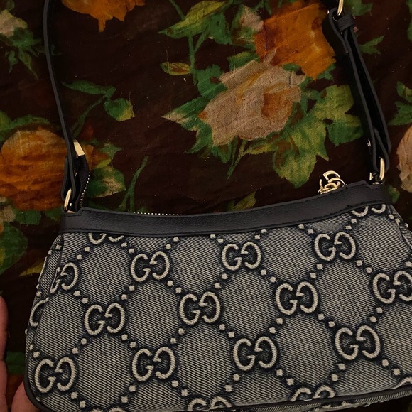 Gucci Denim and Leather Monogram Bag - Picture 2 of 7
